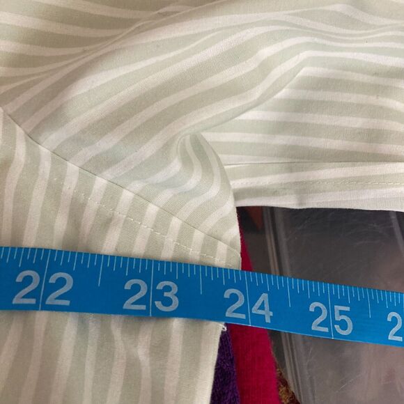 Chicos Shirt Womens Sz 3 US XL Green White Cotton Striped Button Down Dress - Picture 6 of 8